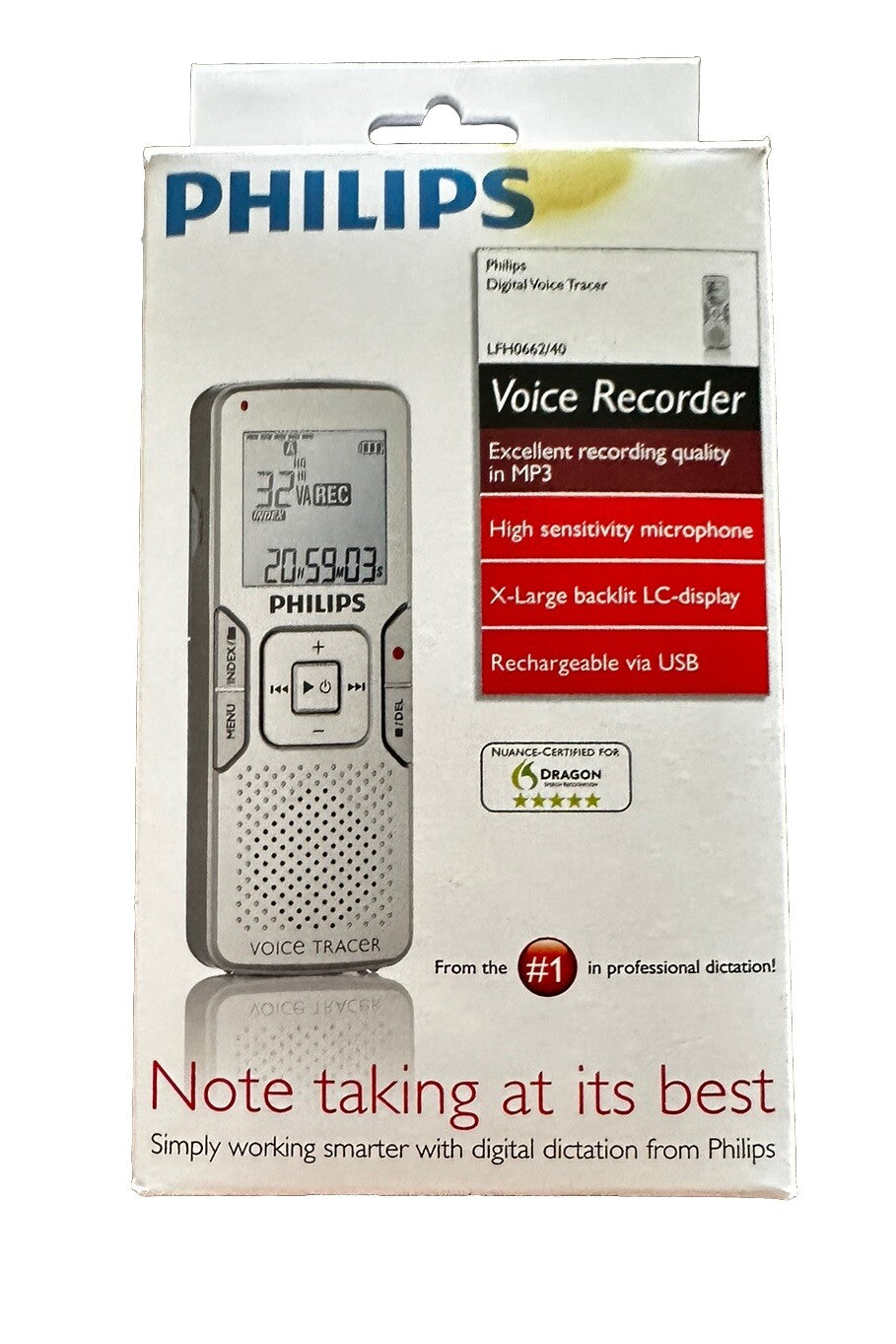 Digital Voice Tracer MP3 Recorder LFH0662/40 New/Tested/Open Box Philips