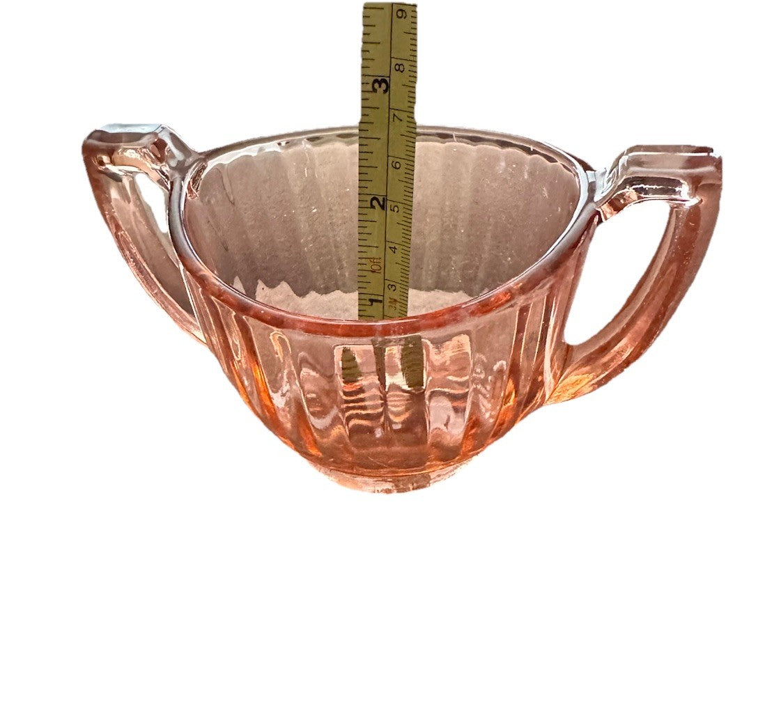 Creamer And Sugar Imperial Pink Depression Glass Open Handle Bowl Vintage