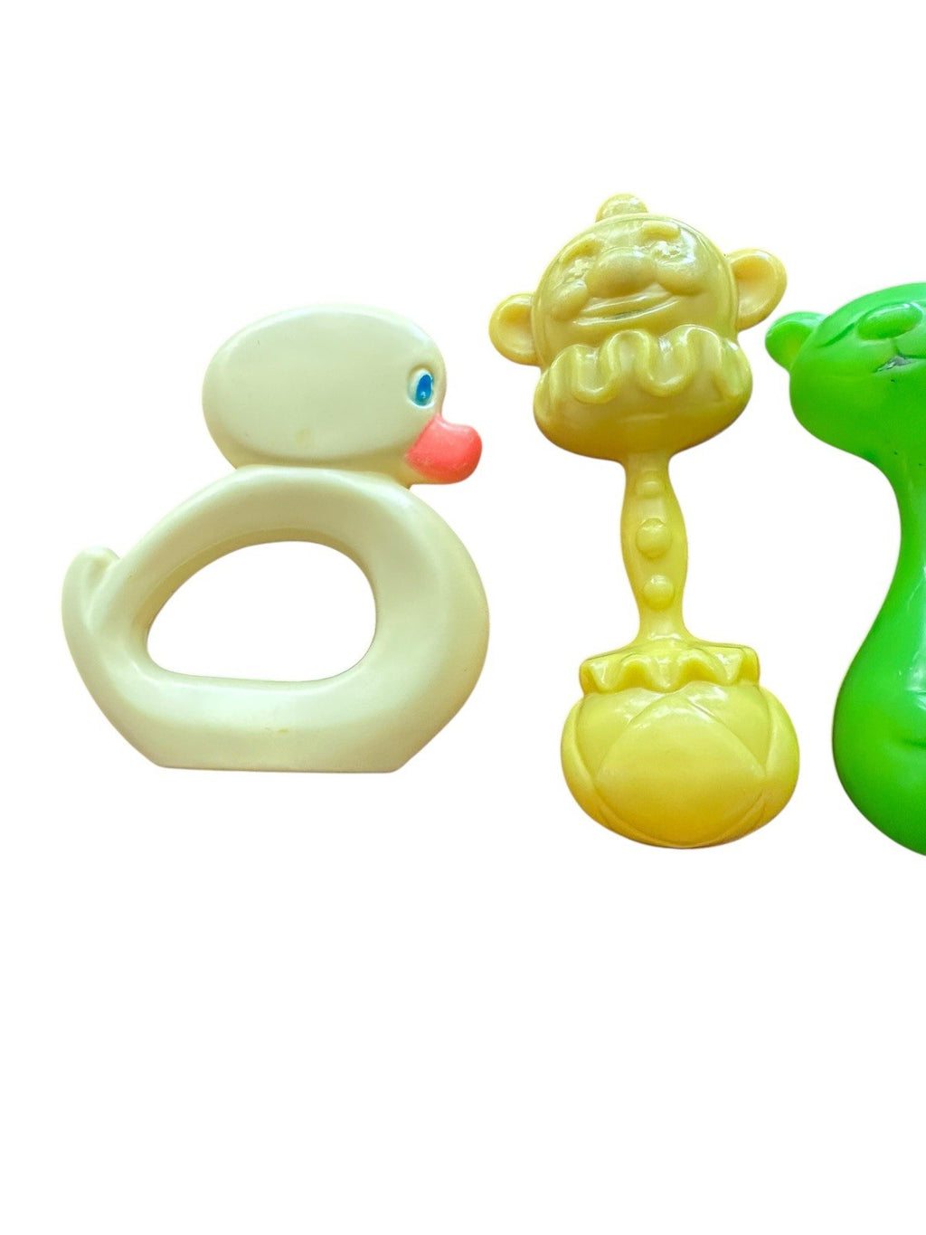 Baby Rattles Clown Monkey Duck Bear 4 Piece Lot Vintage