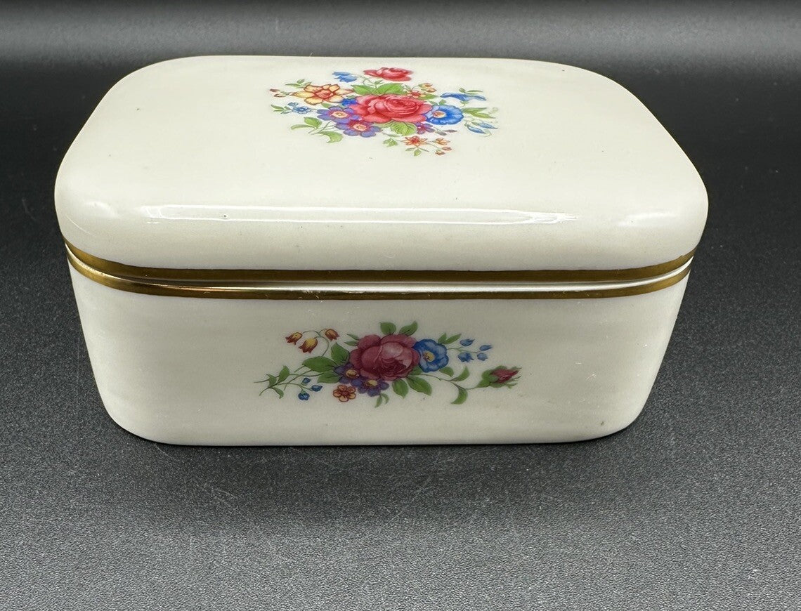 Cigarette Box 5”x 3 5/8" x 2" Lenox China Rose 3033 Pattern (READ) Vintage