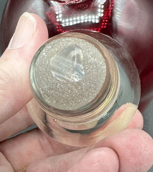 Decanter w/ Clear Round Stopper 10”BISCHOFF Glass Red Pinched Vintage