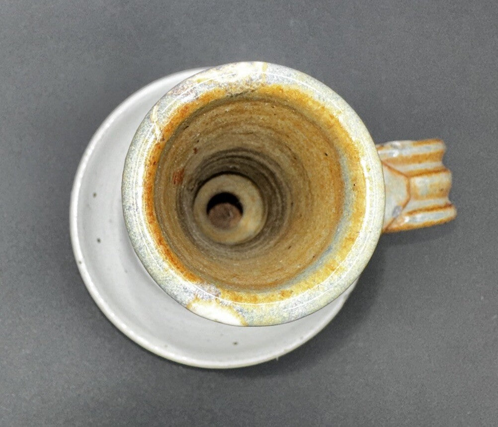 Candlestick Holder Studio Art Pottery Brown Gray Signed Vintage