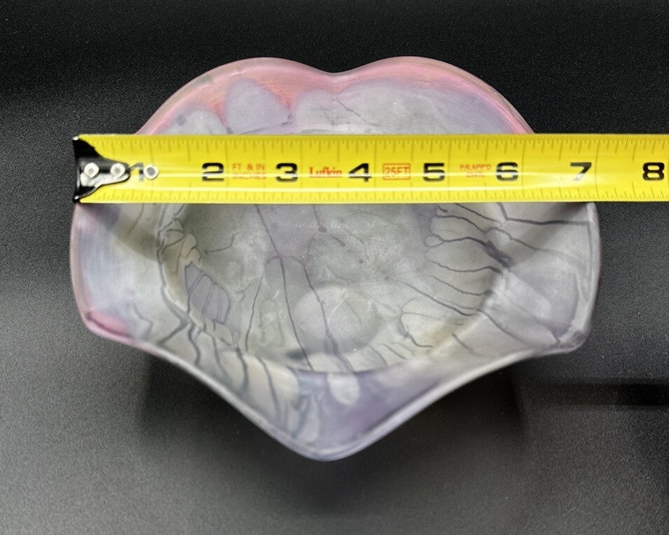 Bowl Purple Pink Drip Rueven Nouveau  Art Glass Scalloped Edge Vintage