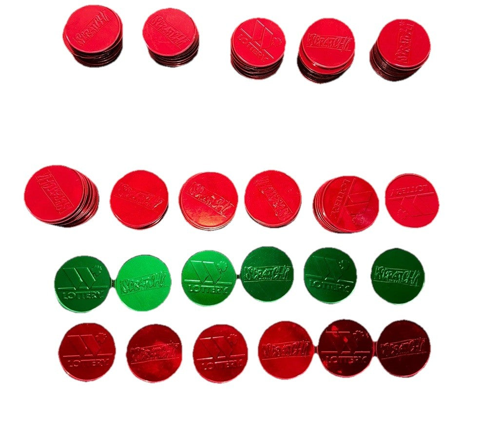 Coin Scratchers Washington State Lottery Lot 160 Red, 6 Green Preowned