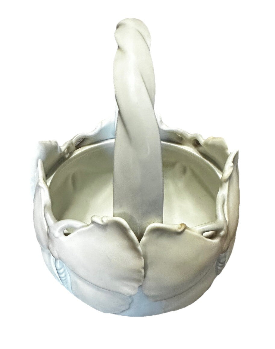 Bowl Butterfly Basket 1982 Fitz Floyd Art Nouveau Matte Ivory Porcelain Vintage