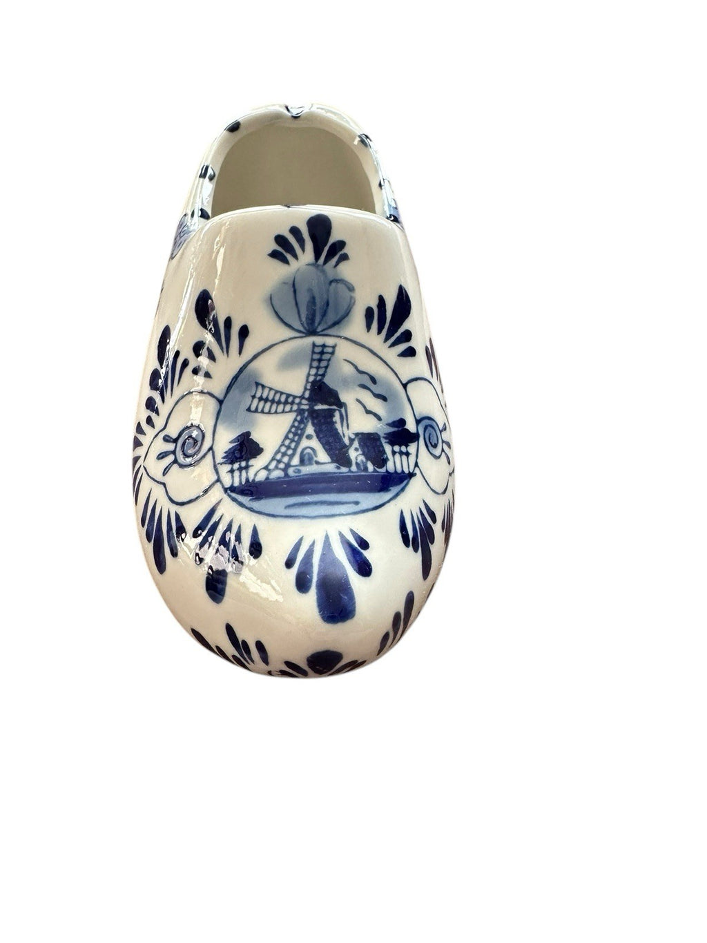 Ashtray Hand Painted 6” Blue And White Windmill Delft Pottery Shoe Planter, Vtg
