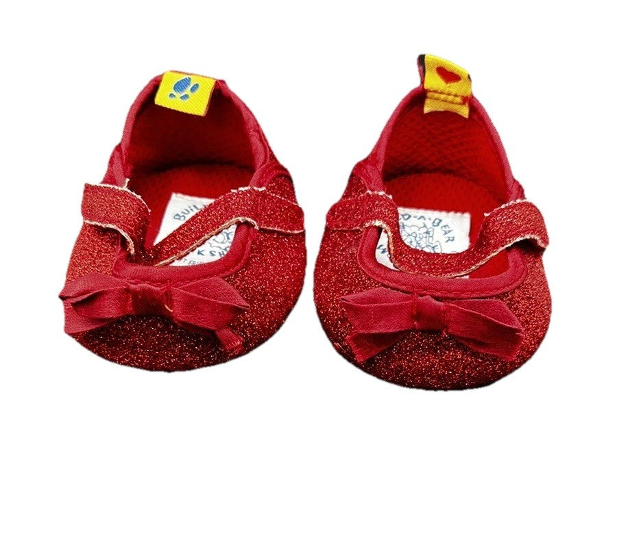 Build-A-Bear Red Glitter Dress Shoes Preowned