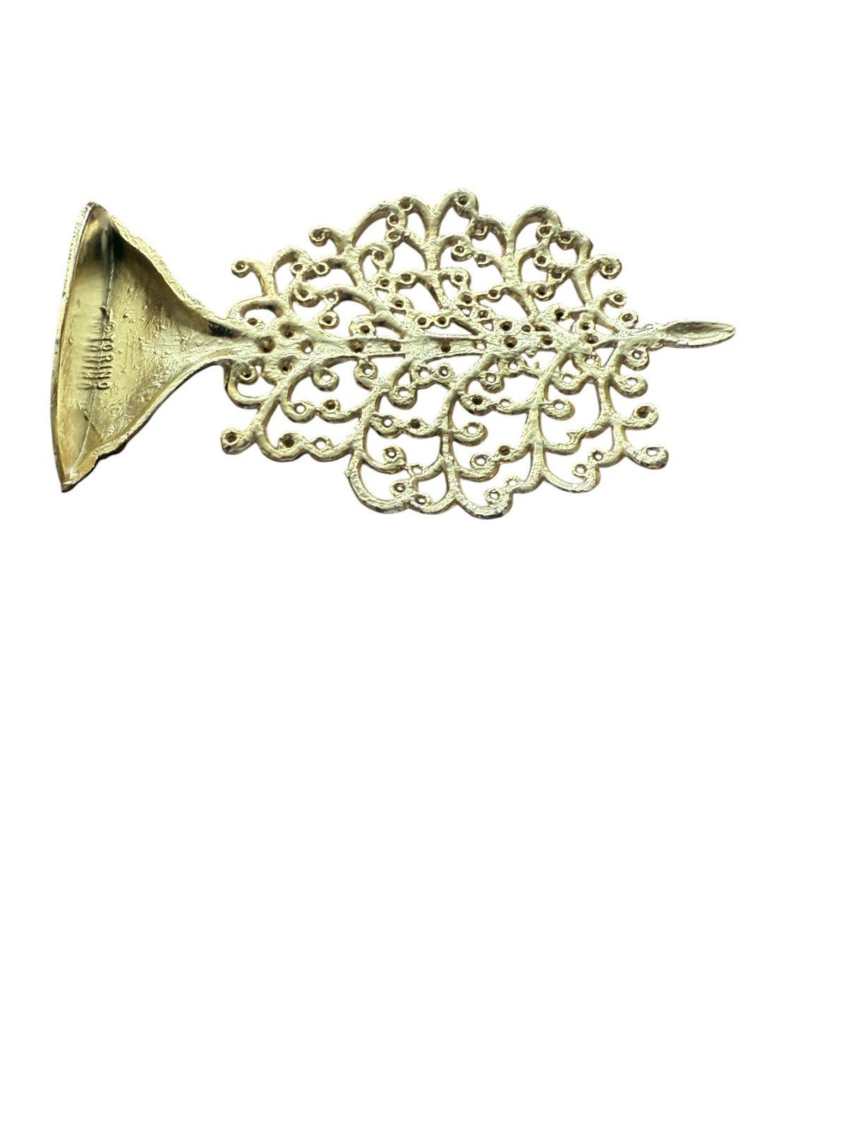 Earring Stand Holder Floral /Tree Jewelry Organizer Gold Tone Metal Vintage