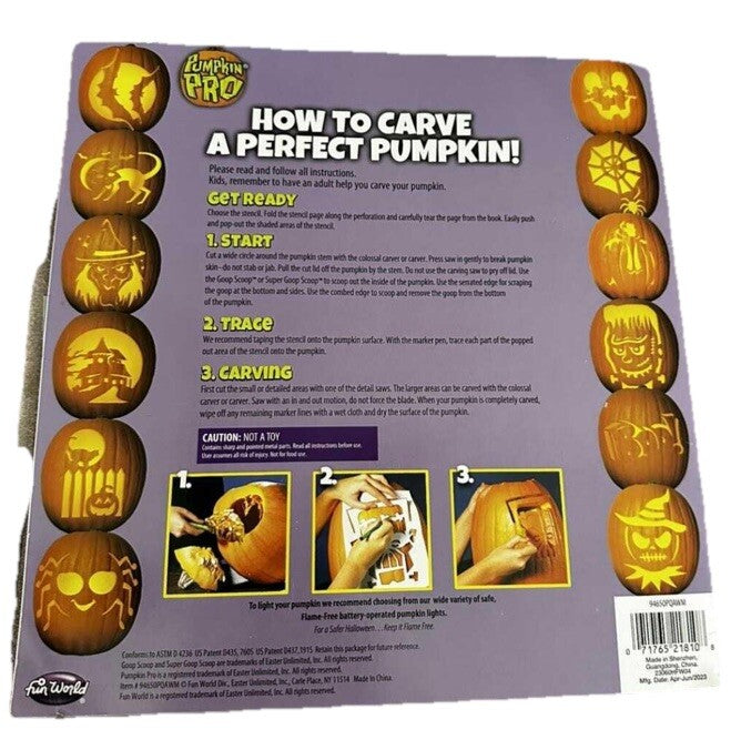 Carving Kit Halloween by Fun World Pumpkin Pro Green Plastic New