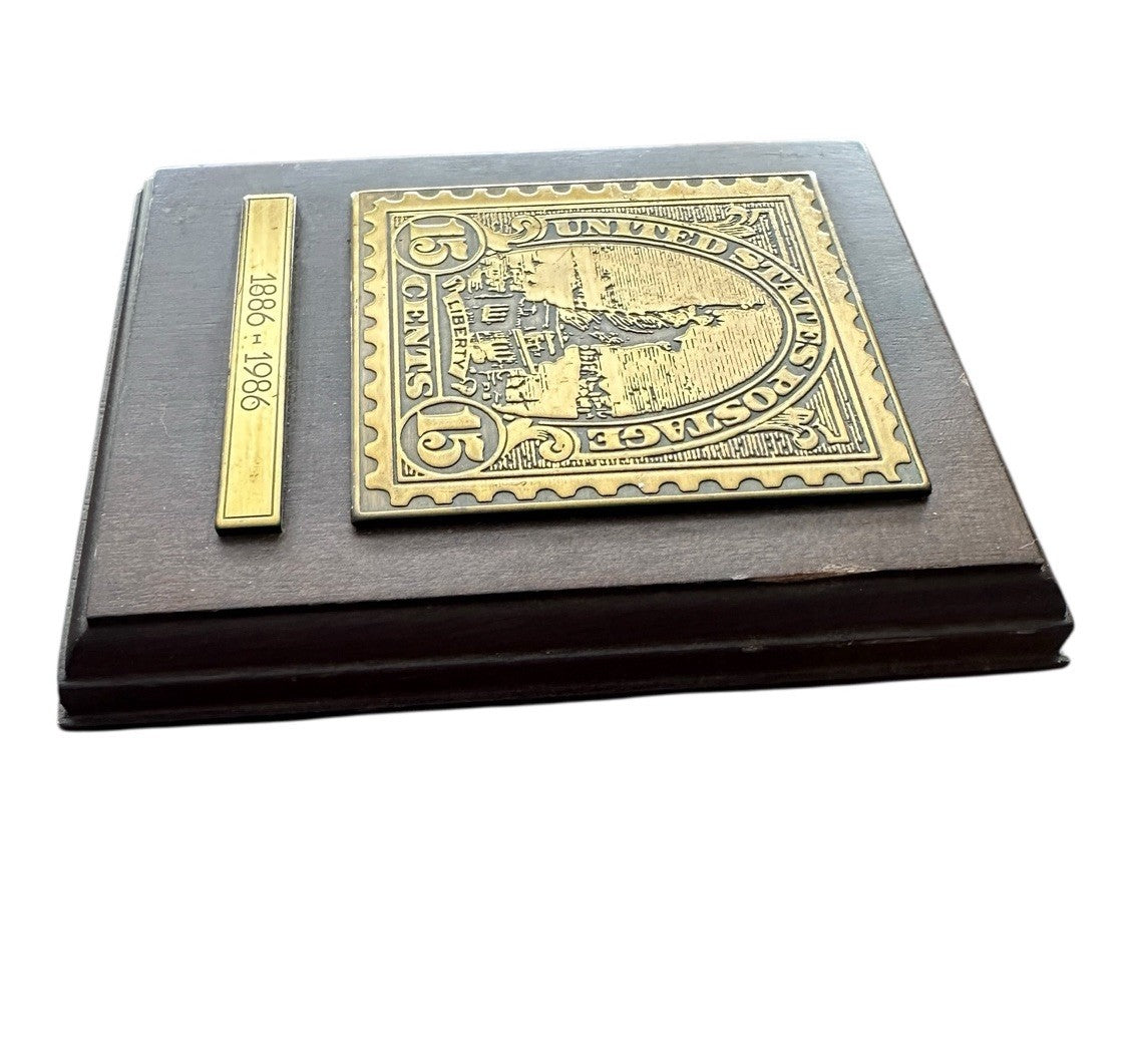 Avon Statue of Liberty 15 Cents Stamp Wood Plaque Wall Decor 1986 Vintage