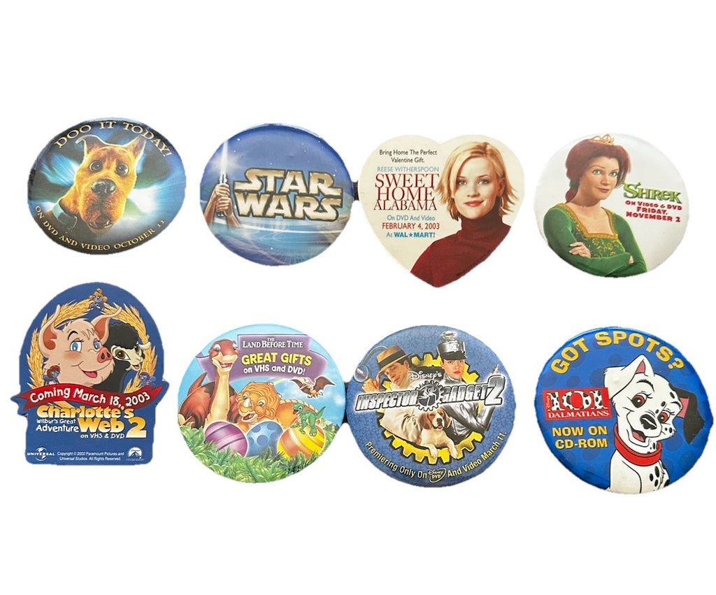 Buttons Of Disney Pinback Home Video Announcements. Preowned (52)
