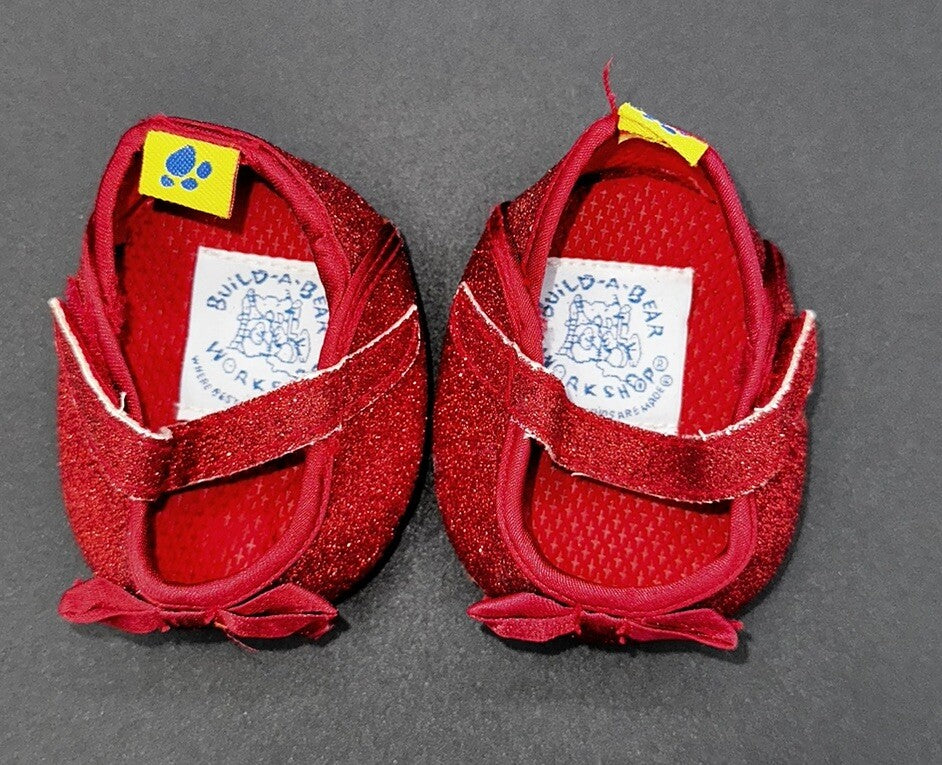 Build-A-Bear Red Glitter Dress Shoes Preowned