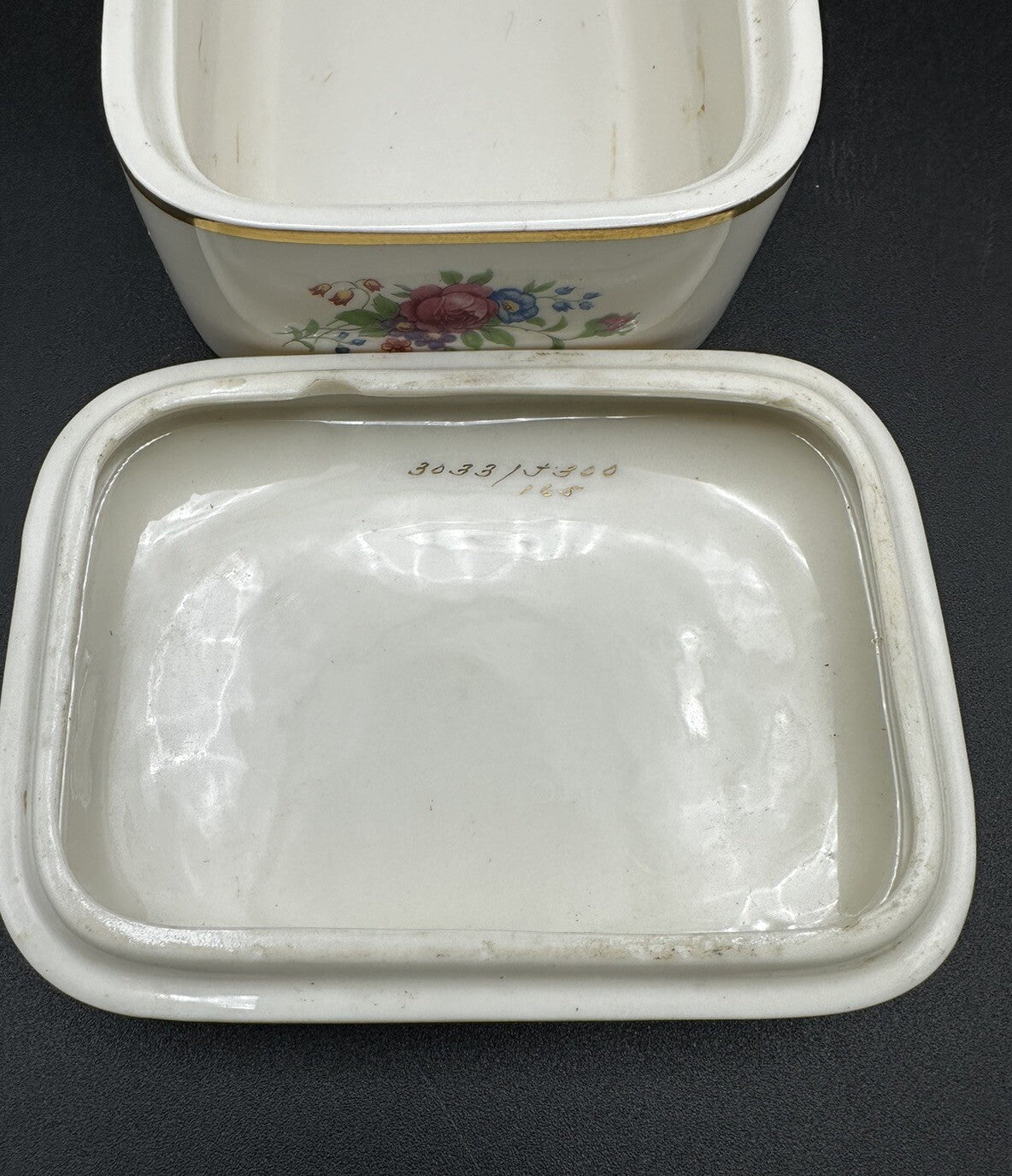 Cigarette Box 5”x 3 5/8" x 2" Lenox China Rose 3033 Pattern (READ) Vintage