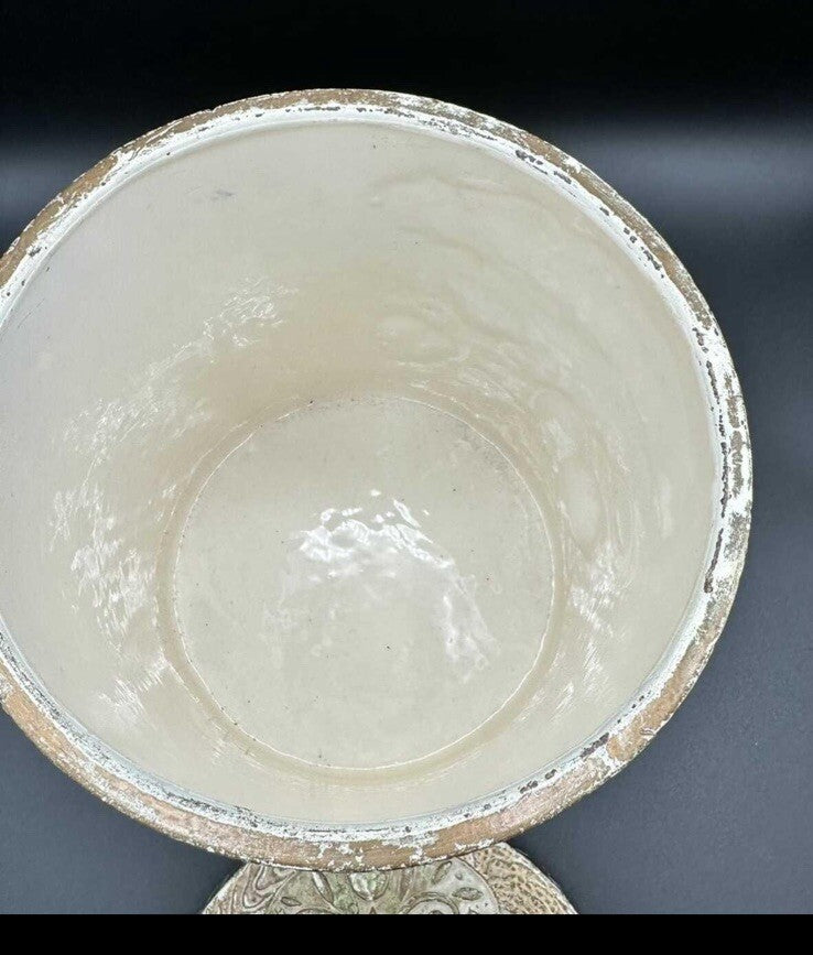 Cookie Jar Treasure Craft Yellow Green Apple Woodgrain 10” Vintage