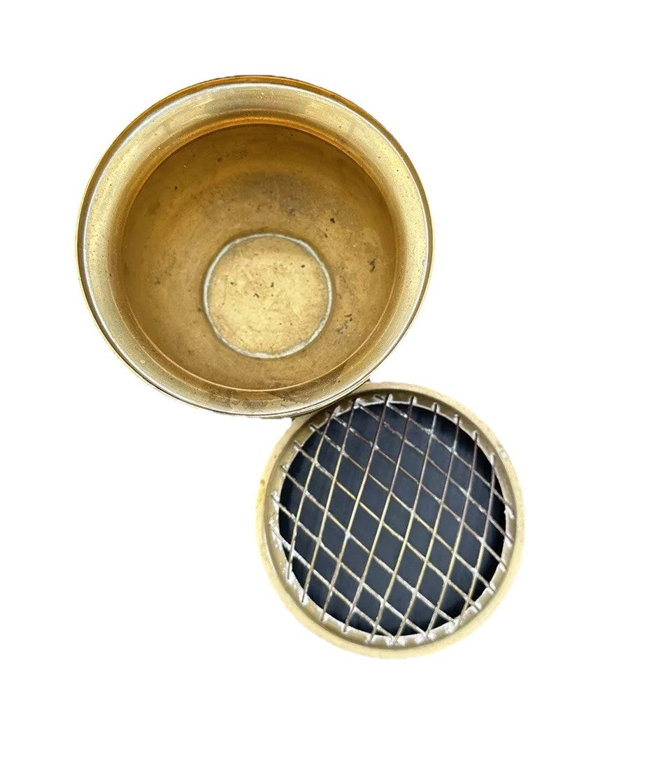 Brass Frog Artificial Flower Holder with Floral Design on the Side Vintage