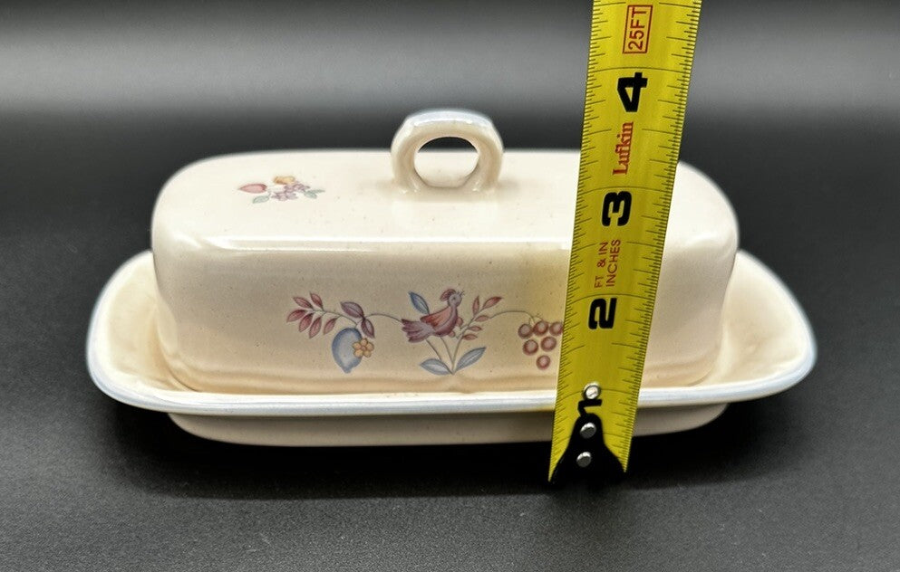 Butter Dish Heartland International Stoneware Covered Chicken Farm Scene Vintage