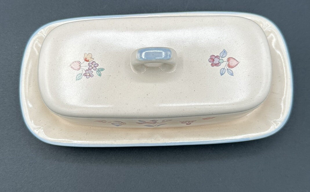 Butter Dish Heartland International Stoneware Covered Chicken Farm Scene Vintage