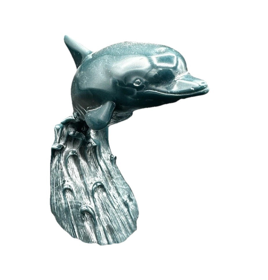 Dolphin Sculpture Cultured G.H. Cook Company Marble Fine Art Sculpture USA