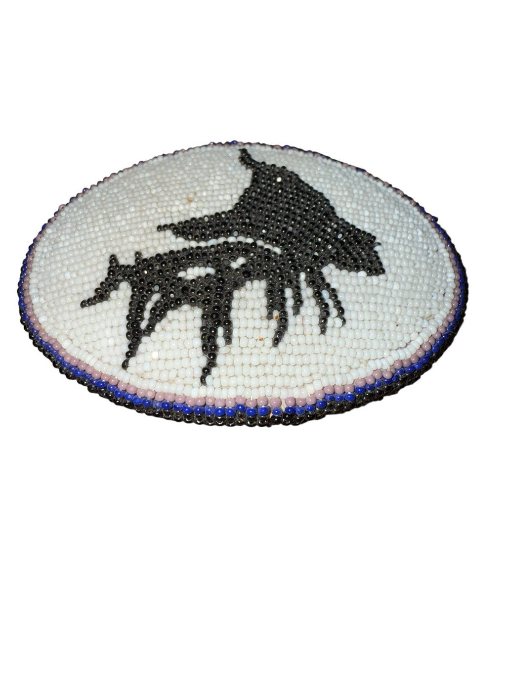 Belt Buckle, Signed And Stamped. Native American Beaded Elk Vintage