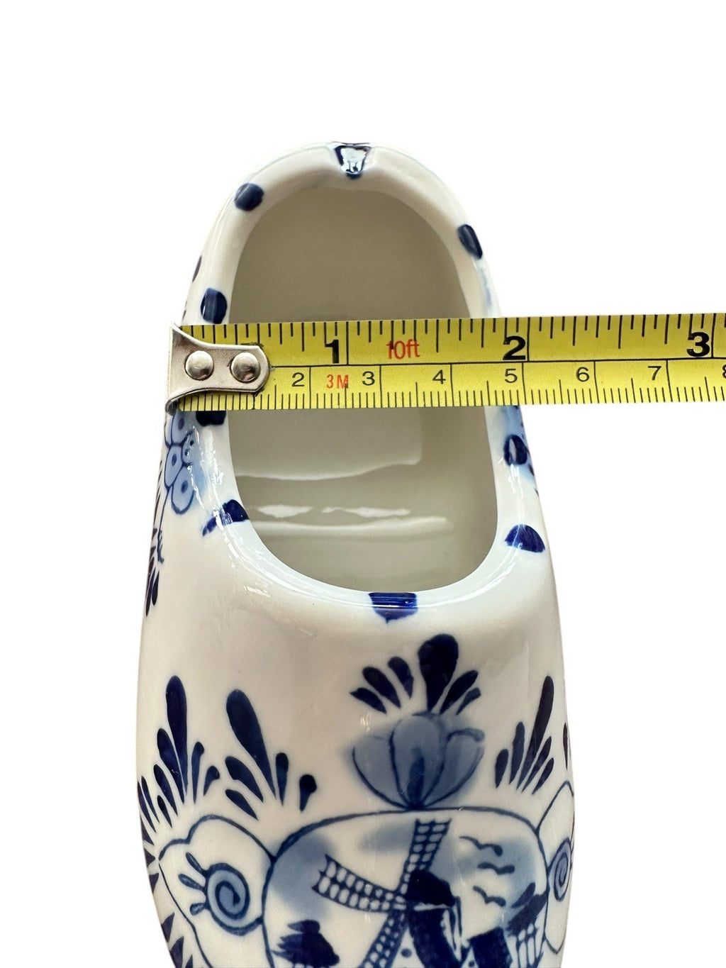 Ashtray Hand Painted 6” Blue And White Windmill Delft Pottery Shoe Planter, Vtg