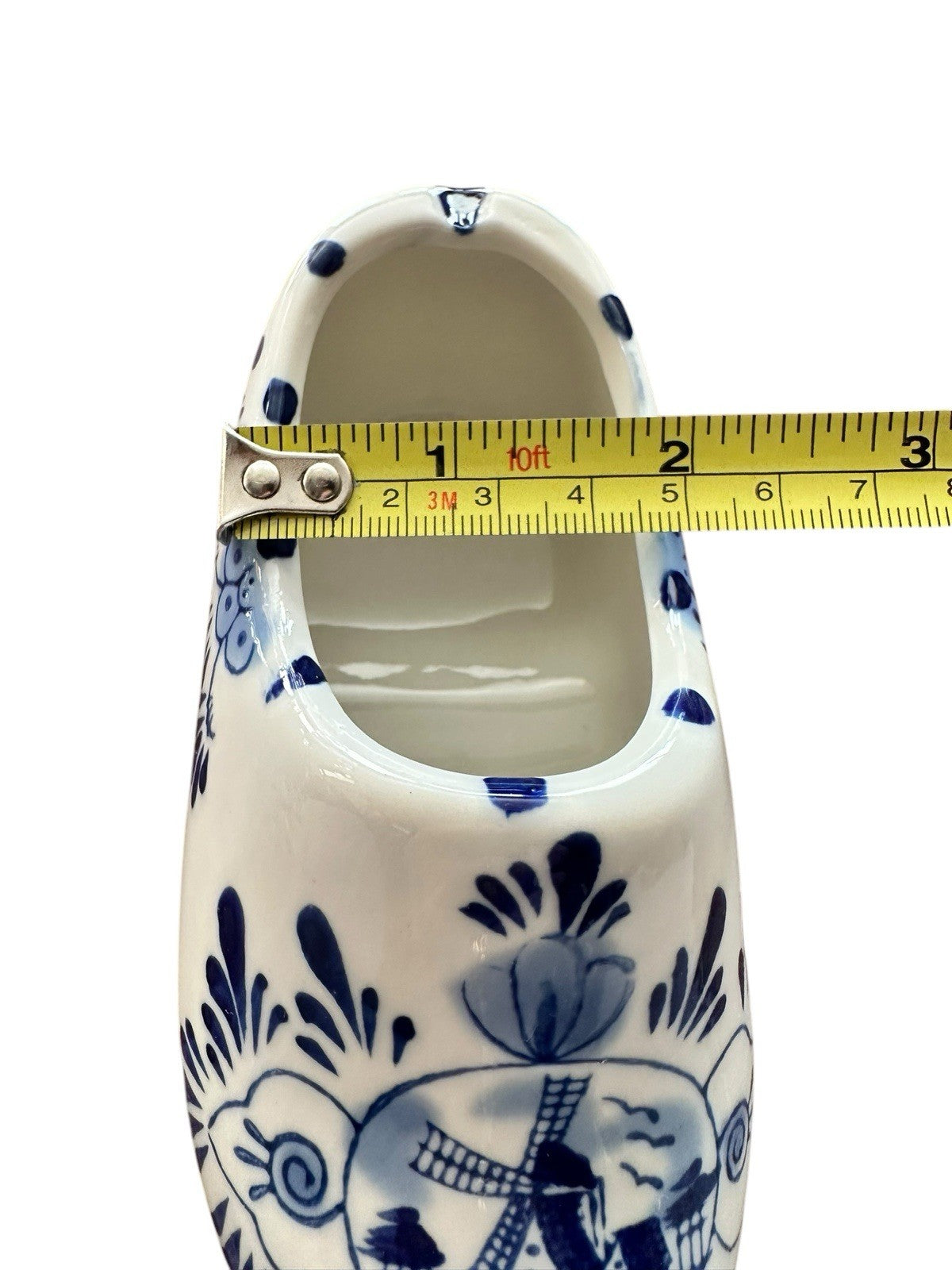 Ashtray Hand Painted 6” Blue And White Windmill Delft Pottery Shoe Planter, Vtg