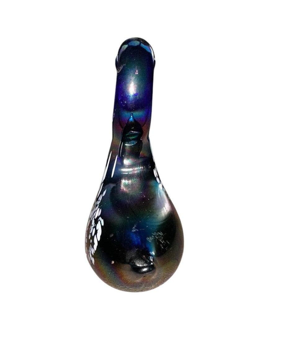 Art Glass Swan Cobalt Blue with White Iridescence Vintage