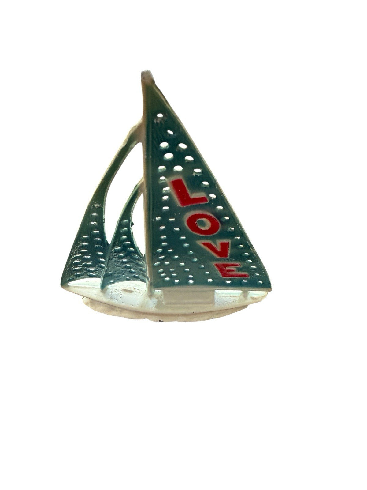 Earring Holder Metal Blue Love Sailboat Vintage