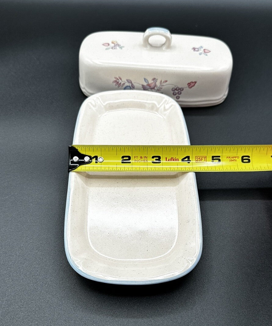 Butter Dish Heartland International Stoneware Covered Chicken Farm Scene Vintage