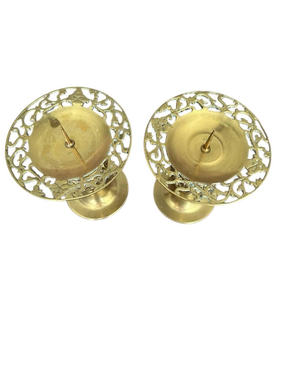 Candle holder Brass intricate detail dragon flower5.75" Tall (2) Vintage