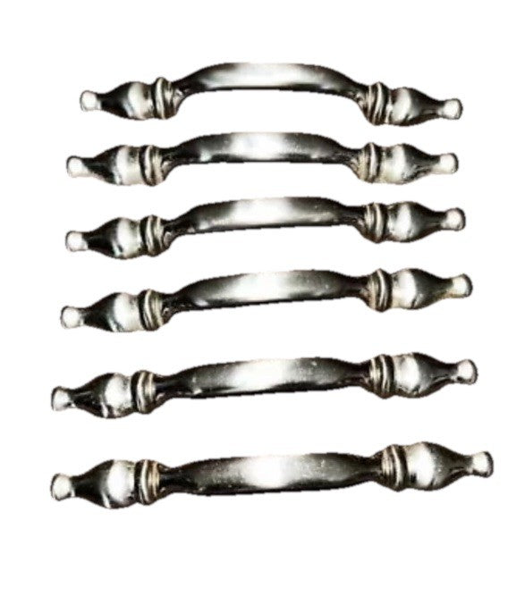 Cabinet Door Drawer Handles Pulls 3” Hole Width Lot 6 Brushed Nickel 5” Vintage