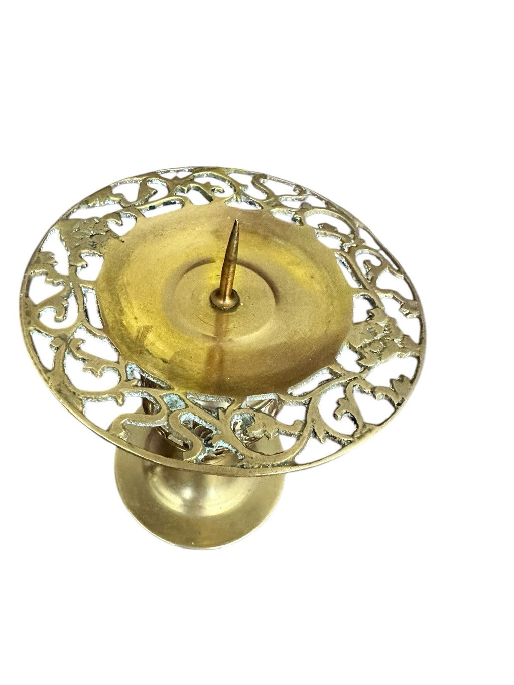 Candle holder Brass intricate detail dragon flower5.75" Tall (2) Vintage