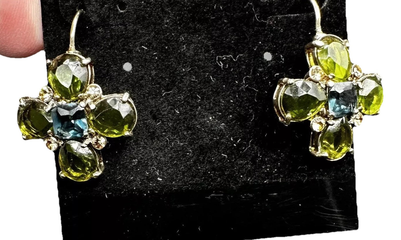 Earrings Cross Monet Multicolor Glass Maltese Vintage