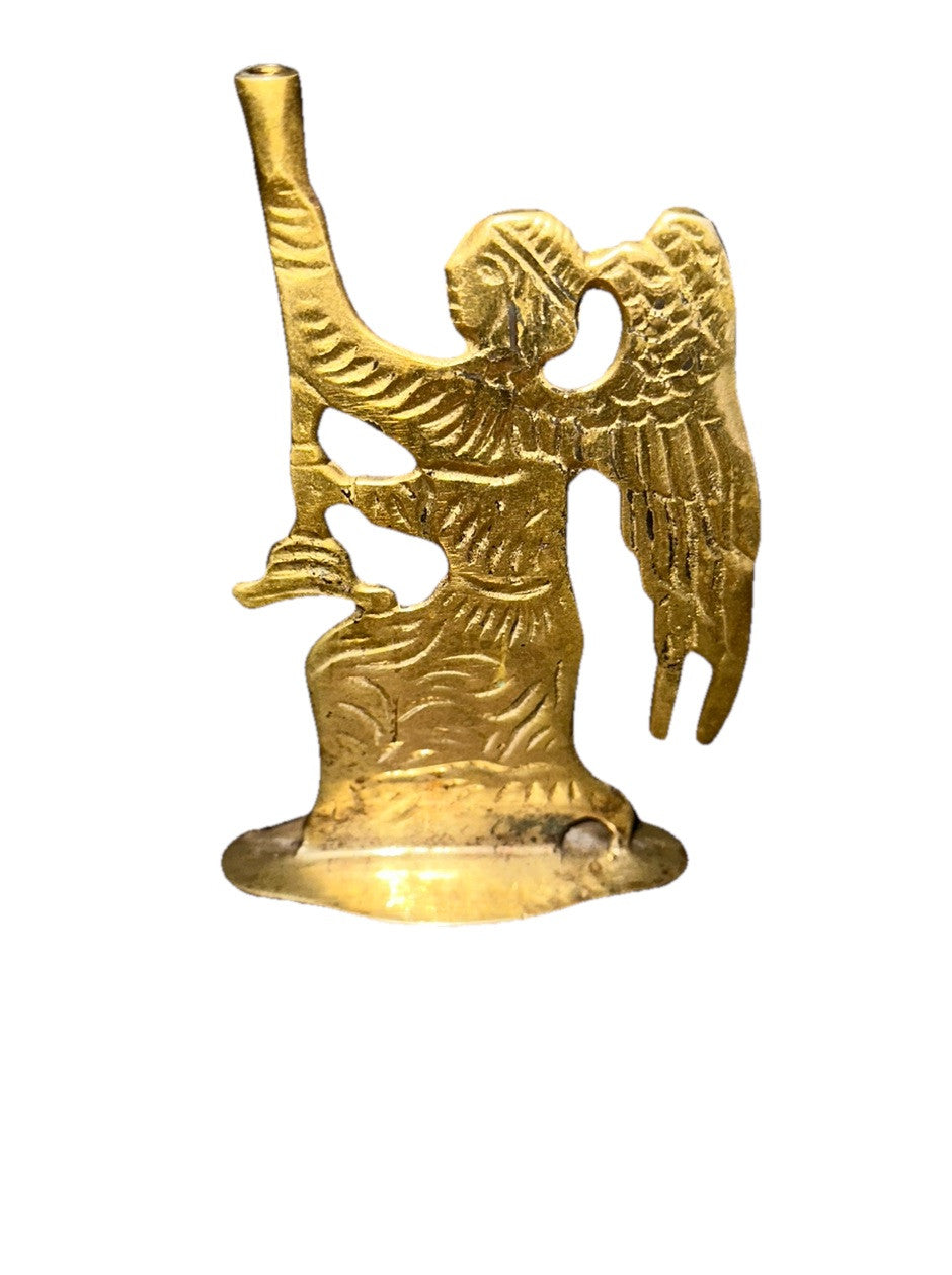 Candlestick Holder Christmas Angel Double Sided Solid Brass Vintage