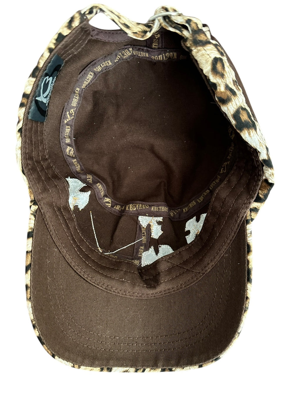 Baseball Hat Cap Women's KB Ethos Jeweled Beaded Cross Brown Embroidered Rodeo