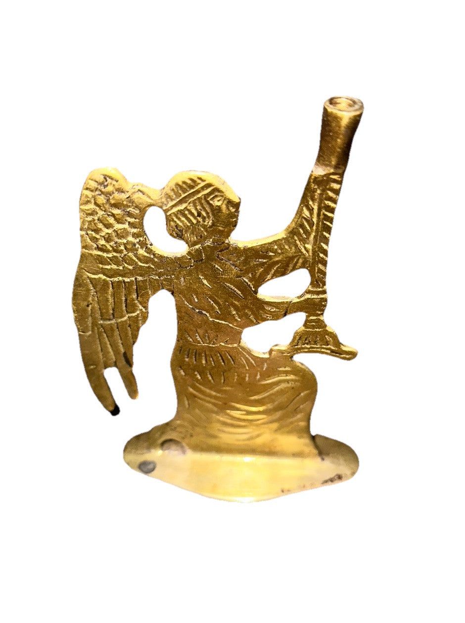 Candlestick Holder Christmas Angel Double Sided Solid Brass Vintage