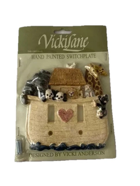 Double Switch Plate Cover Vicki Lane "Noah's Ark" Hand Painted #LS-292LT Vintage