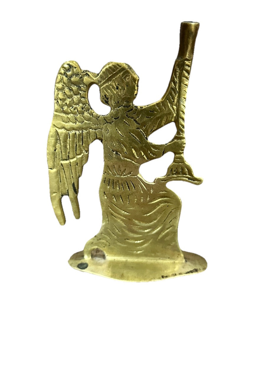 Candlestick Holder Christmas Angel Double Sided Solid Brass Vintage
