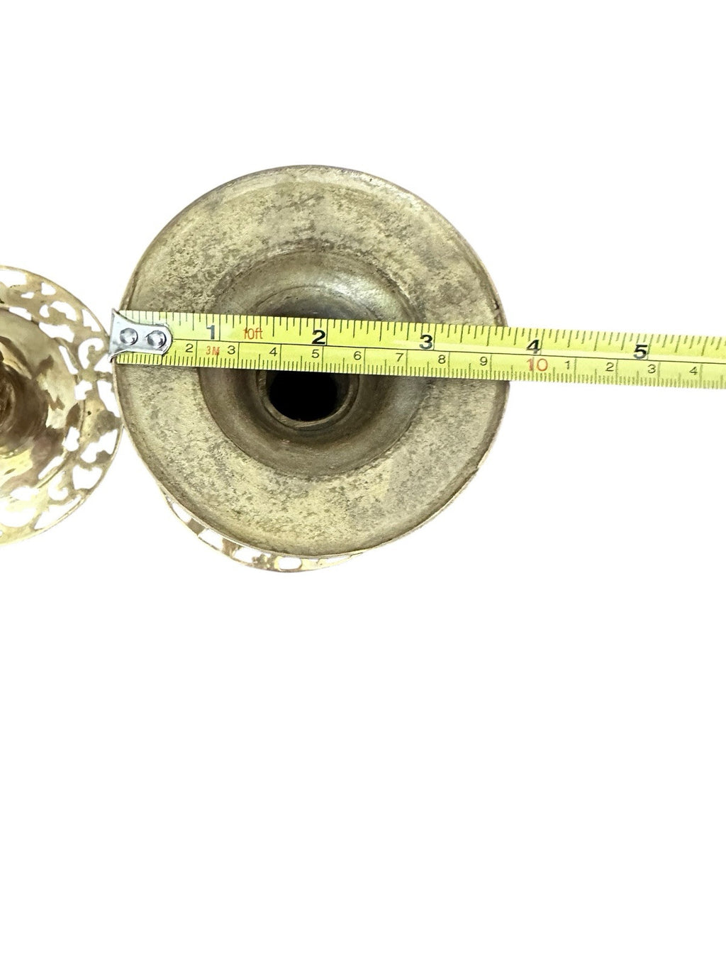 Candle holder Brass intricate detail dragon flower5.75" Tall (2) Vintage