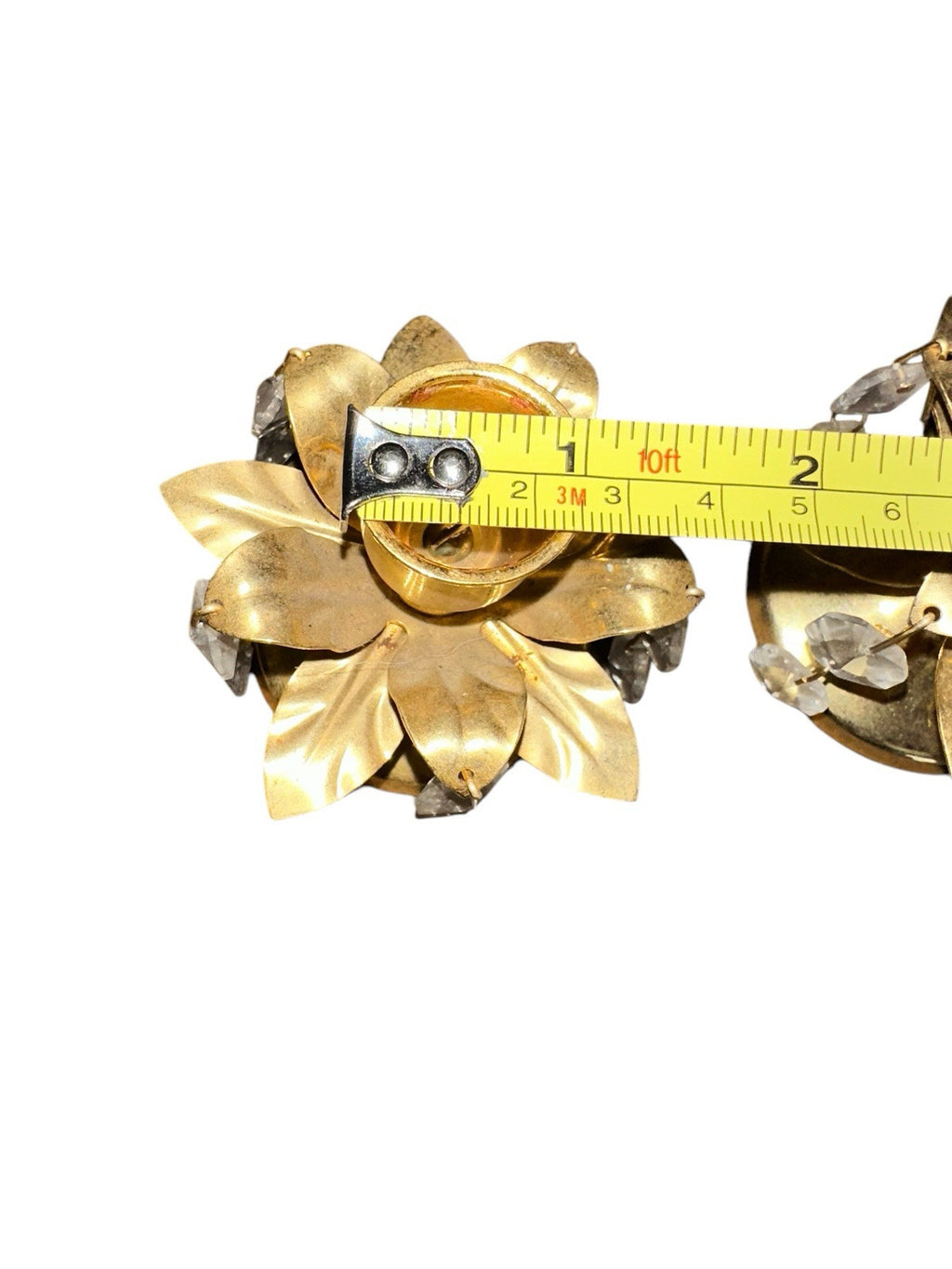 Candle Holder Candlestick With Crystals Gold Gilt Vintage