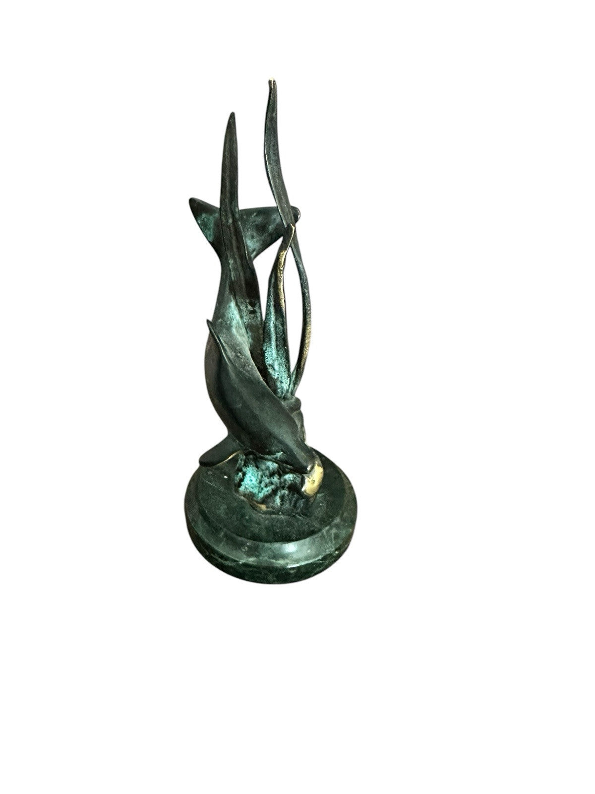 Dolphin Sculpture Marble Base Seagrass Ocean Decor SPI Gallery Metal Brass