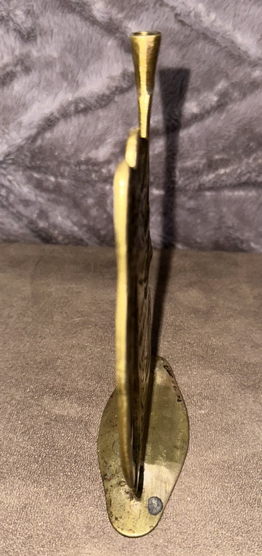 Candlestick Holder Christmas Angel Double Sided Solid Brass Vintage