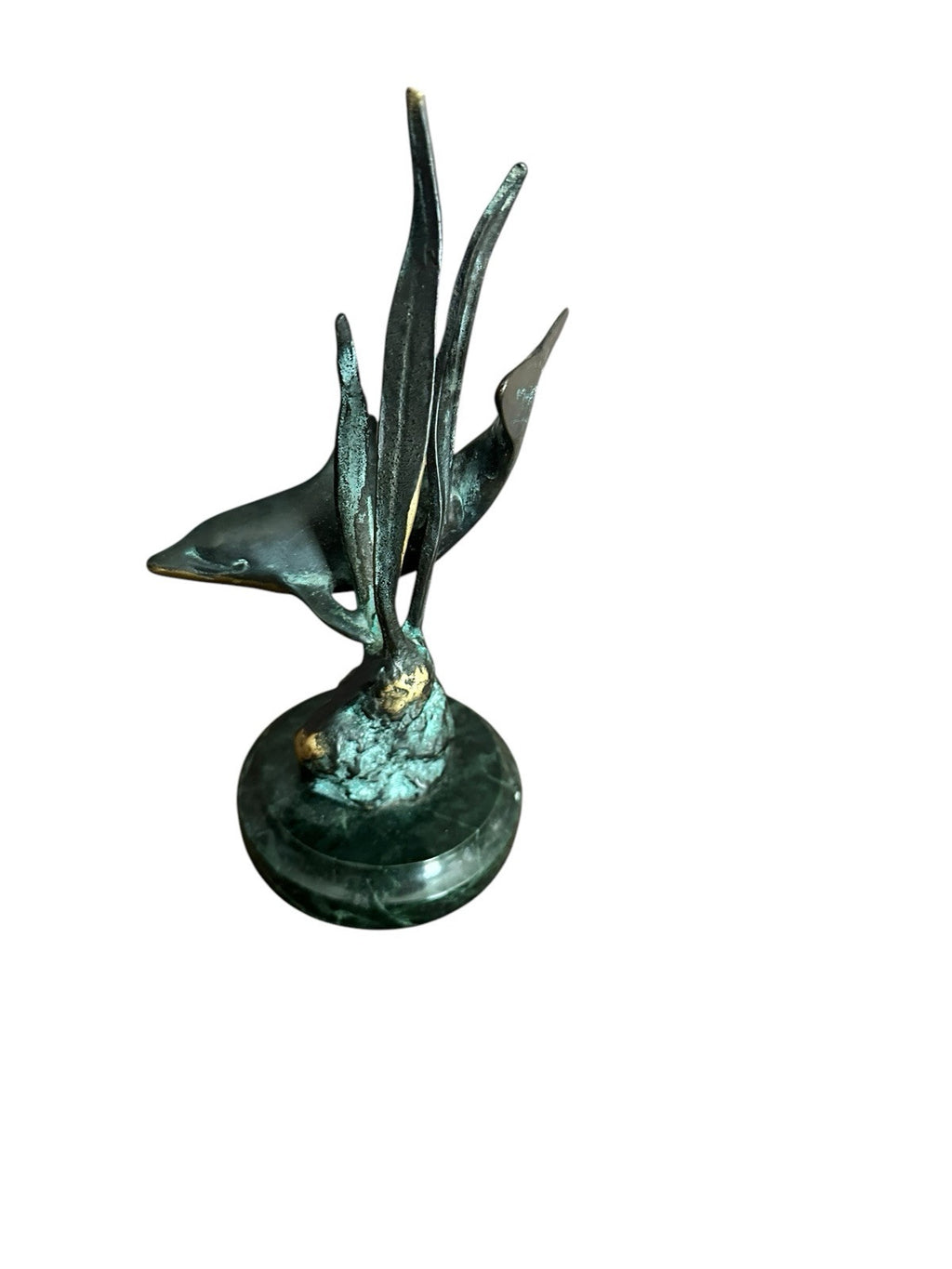 Dolphin Sculpture Marble Base Seagrass Ocean Decor SPI Gallery Metal Brass