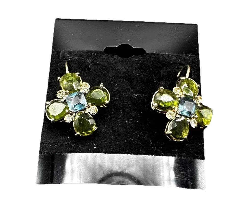 Earrings Cross Monet Multicolor Glass Maltese Vintage