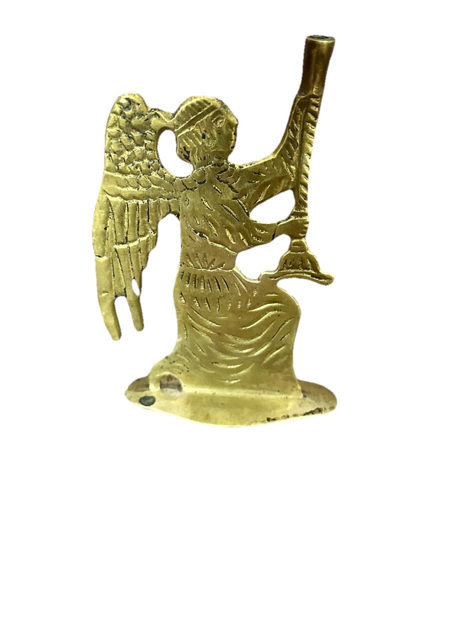 Candlestick Holder Christmas Angel Double Sided Solid Brass Vintage