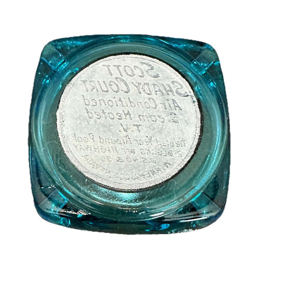 Ashtray Winnemuccas Nevada US 40 & 95 Scott Shady Court Blue Glass Vintage