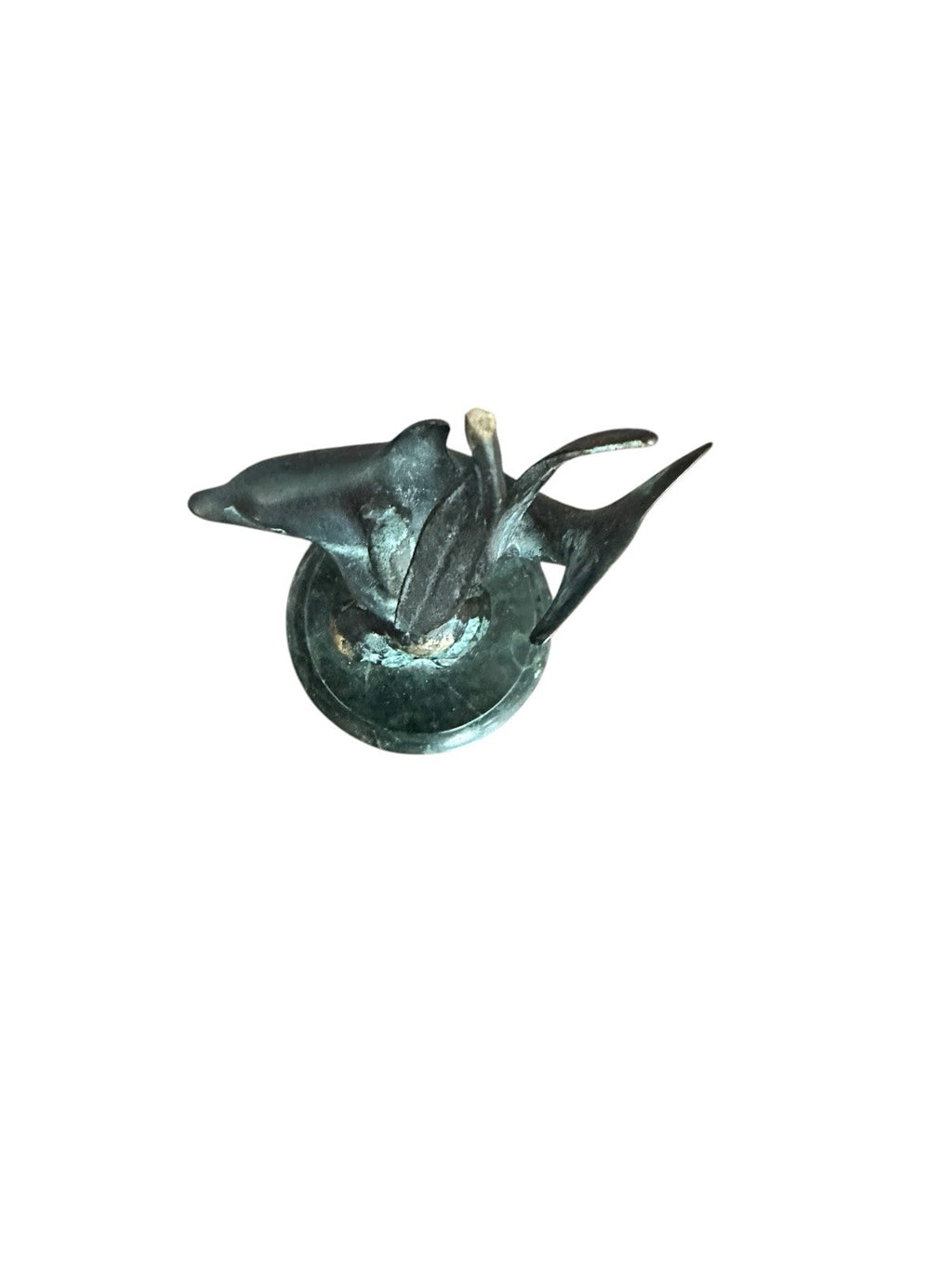 Dolphin Sculpture Marble Base Seagrass Ocean Decor SPI Gallery Metal Brass