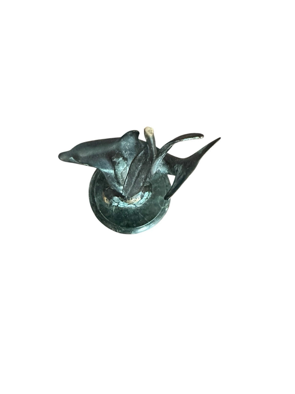 Dolphin Sculpture Marble Base Seagrass Ocean Decor SPI Gallery Metal Brass