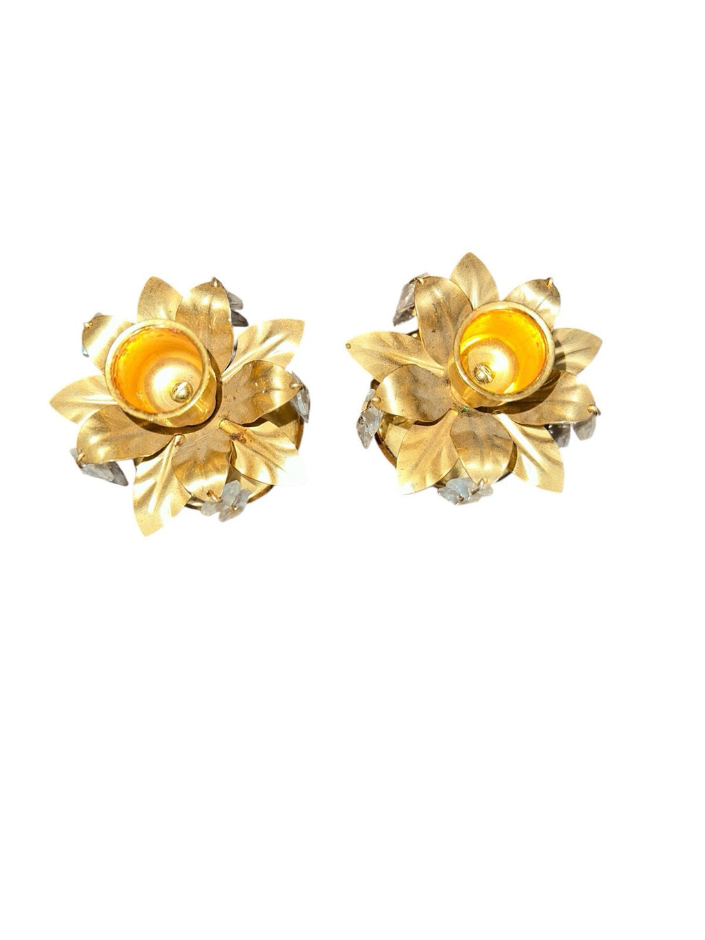 Candle Holder Candlestick With Crystals Gold Gilt Vintage