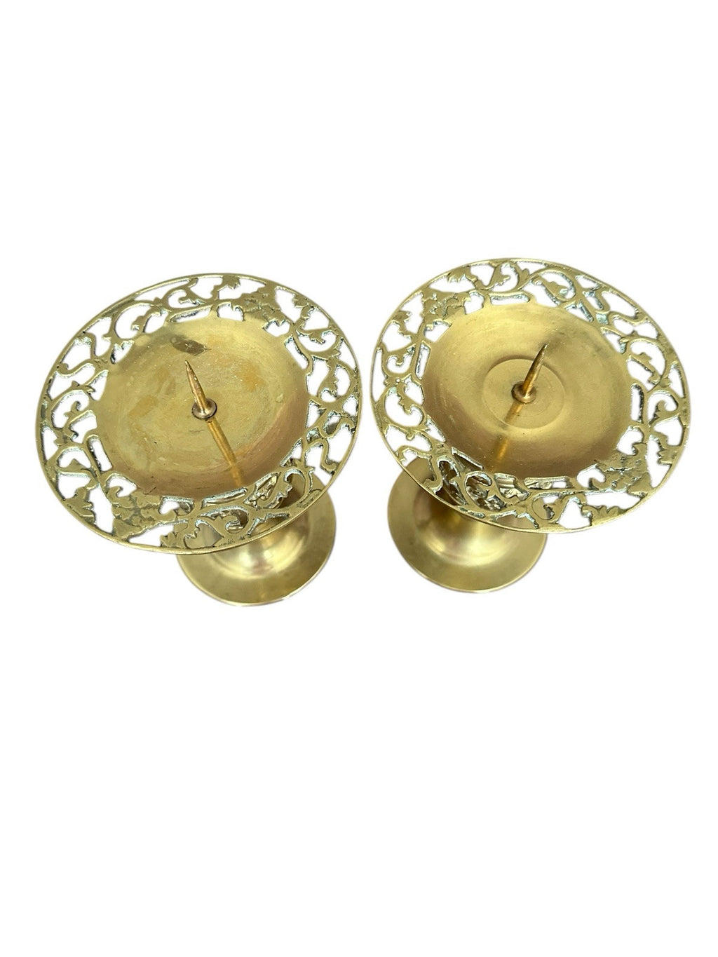 Candle holder Brass intricate detail dragon flower5.75" Tall (2) Vintage