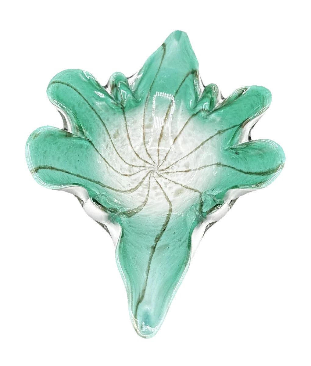 Bowl Mid-Century Green White Murano Art Glass Centerpiece Fruit Bowl Vintage